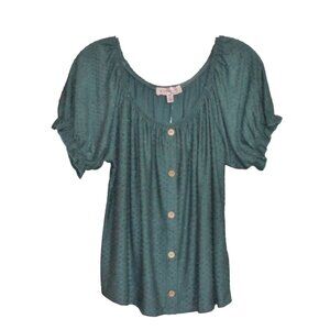 Philosophy Swiss Dot Short Sleeve Shirt Pullover Top Size M